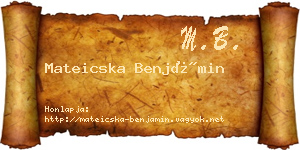 Mateicska Benjámin névjegykártya