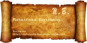 Mateicska Benjámin névjegykártya